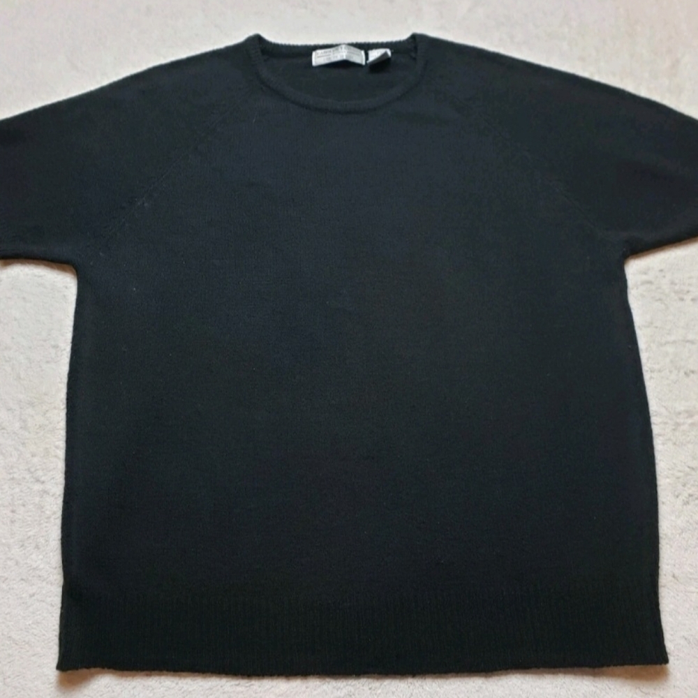Vintage Carolyn Taylor Woman Knit Plus Size 2X Black Shirt Short Sleeves